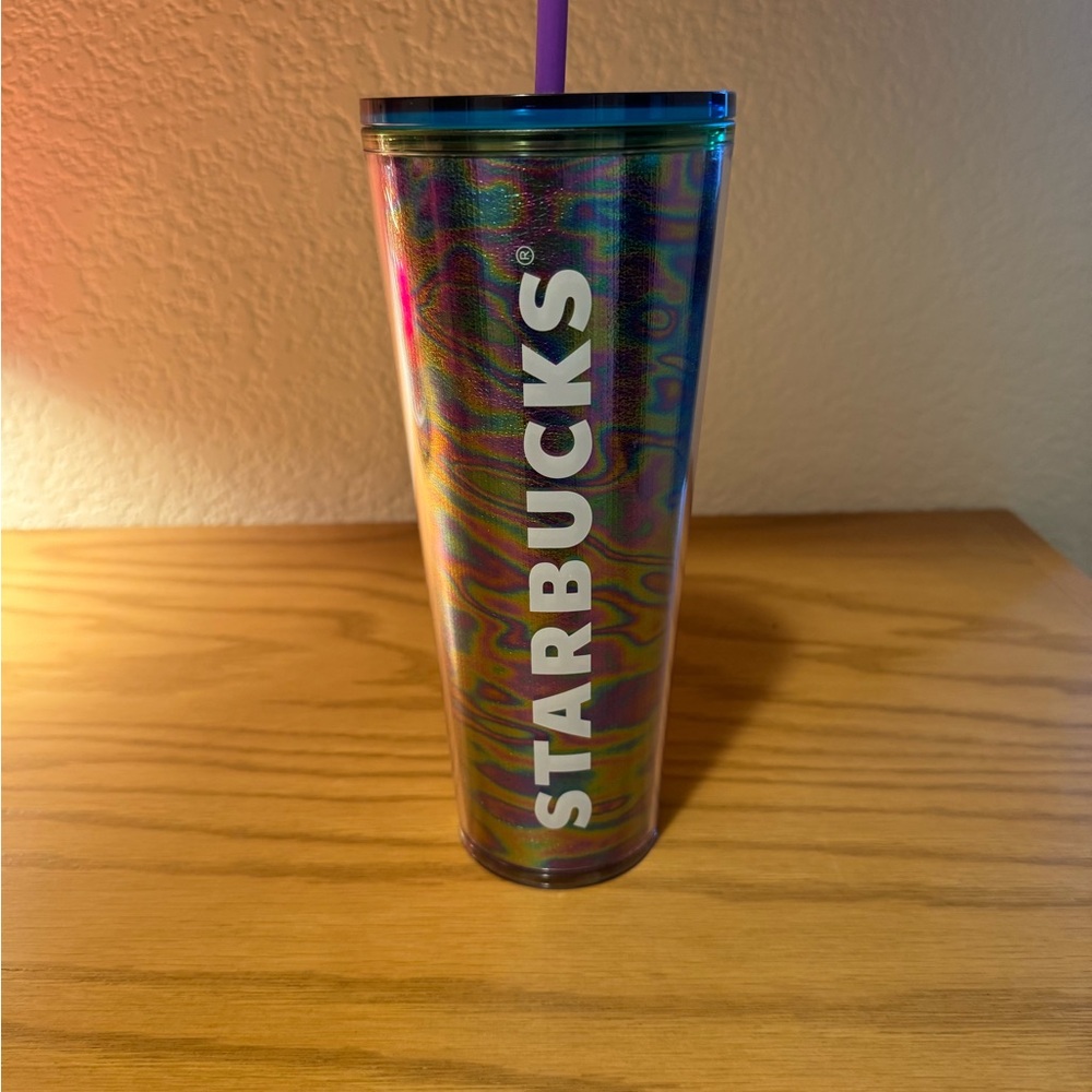 Starbucks Holographic Tumbler with Purple Straw